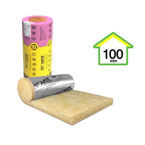 Lana de vidrio con aluminio 100mm 1.20 x 11  mts - COD: 423iSV